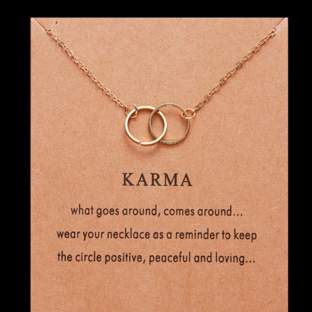 Karma Boho Indie Layering Gold Charm Necklace - Picture 2 of 8